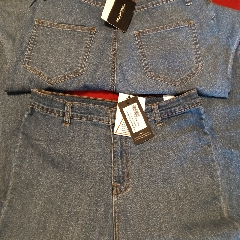 Pretty little thing mid wash disco fit skinny jeans 14 US